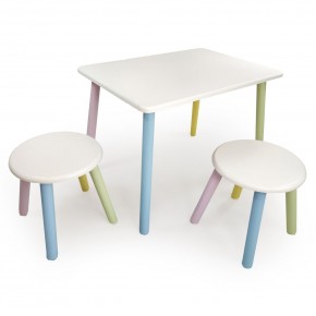 Детский комплект стол и два табурета круглых  (Белый, Белый, Цветной) в Приобье - priobe.mebel-74.com | фото