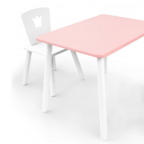 Комплект детской мебели стол и стул Корона (Розовый/Белый/Белый) в Приобье - priobe.mebel-74.com | фото