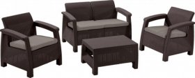 Комплект мебели Корфу сет (Corfu set) коричневый - серо-бежевый * в Приобье - priobe.mebel-74.com | фото