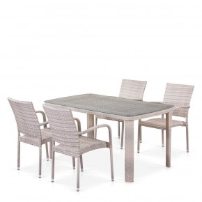 Комплект плетеной мебели T256C/Y376C-W85 Latte (4+1) + подушки на стульях в Приобье - priobe.mebel-74.com | фото