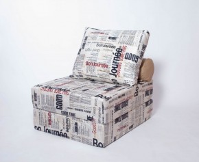 Кресло-кровать-пуф бескаркасное Прайм (Газета) в Приобье - priobe.mebel-74.com | фото