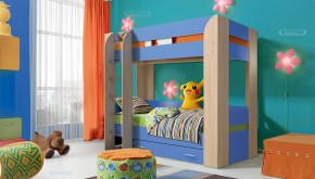 Кровать детская 2-х ярусная Юниор-6 с ящиком ЛДСП (800*1900) в Приобье - priobe.mebel-74.com | фото