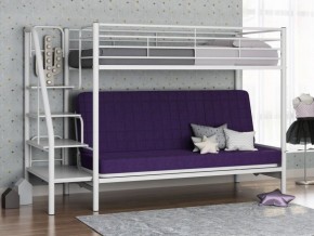 Кровать двухъярусная с диваном "Мадлен-3" (Белый/Фиолетовы) в Приобье - priobe.mebel-74.com | фото