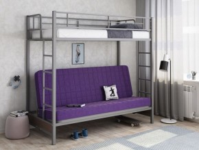 Кровать двухъярусная с диваном "Мадлен" (Серый/Фиолетовый) в Приобье - priobe.mebel-74.com | фото