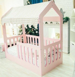 Кровать-домик без ящика 800*1600 (Розовый) в Приобье - priobe.mebel-74.com | фото