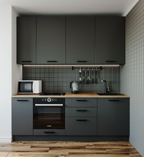 Кухонный гарнитур Антрацит 2200 (Стол. 26мм) в Приобье - priobe.mebel-74.com | фото
