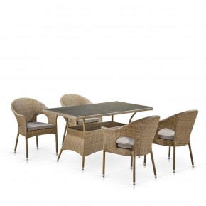 Обеденный комплект плетеной мебели T198B/Y79B-W56 Light Brown (4+1) в Приобье - priobe.mebel-74.com | фото