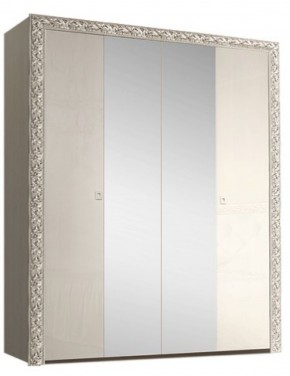 Шкаф 4-х дв. (с зеркалами) Premium слоновая кость/серебро (ТФШ1/4(П) в Приобье - priobe.mebel-74.com | фото