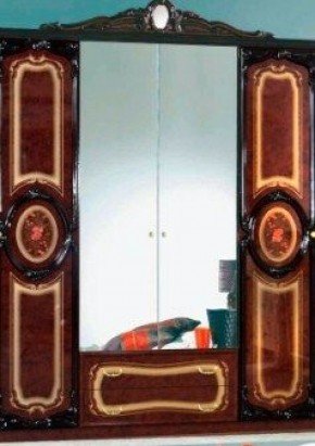 Шкаф 4-х дверный с зеркалами (01.144) Роза (могано) в Приобье - priobe.mebel-74.com | фото