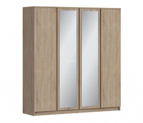 Шкаф 4х дверный с зеркалами Веста СБ-3082 (Дуб Сонома) в Приобье - priobe.mebel-74.com | фото