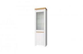 Шкаф с витриной  1V1D, TAURUS, цвет белый/дуб вотан в Приобье - priobe.mebel-74.com | фото