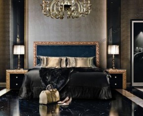 Спальный гарнитур Тиффани Premium черная/золото в Приобье - priobe.mebel-74.com | фото